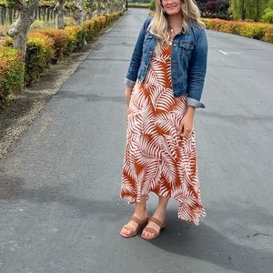 MSK dress floral banana leaf size S